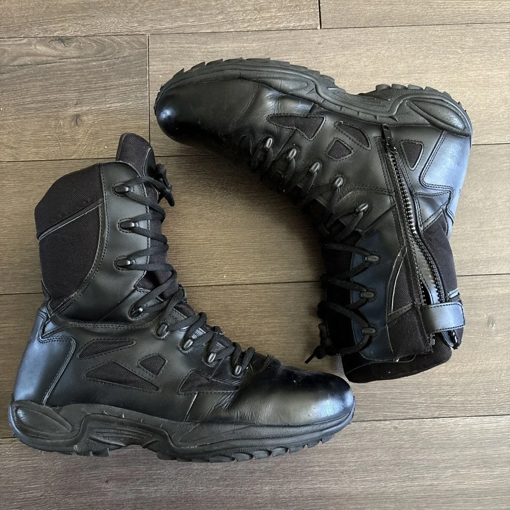 Reebok RB8875 Rapid Response Black Combat Tactical Work Boots Zipper Mens 15 M